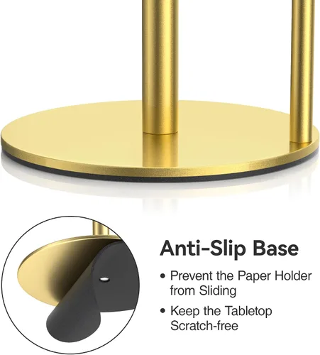 Vista 4 de Soporte para toallas de papel de encimera, acero inoxidable, dorado, para cocina, despensa, RV