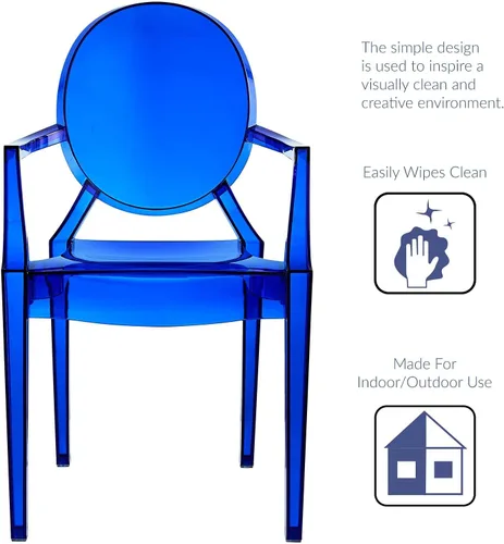 Vista 6 de Silla de Comedor transparente de Casper, Plástico, Azul