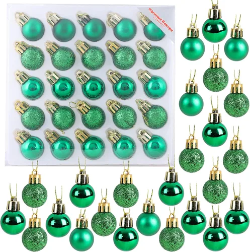Vista 8 de Christmas Concepts® Juego de 25 mini bolas para árbol de Navidad - 25 mm - Adornos colgantes decorados con acabado brillante, mate y purpurina