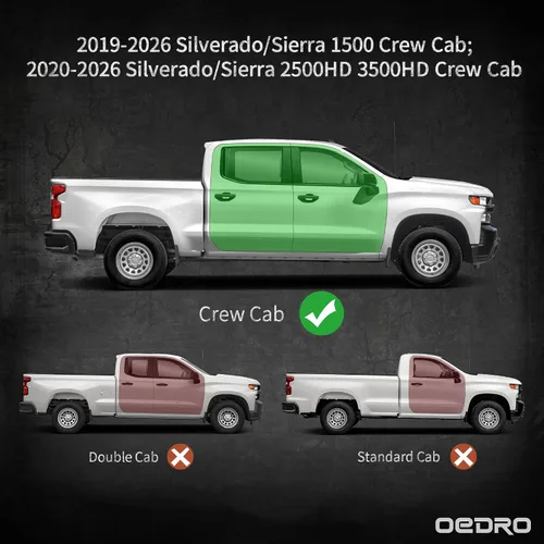 Vista 2 de OEDRO Estribos compatibles con Chevy Silverado/GMC Sierra 1500 19-26