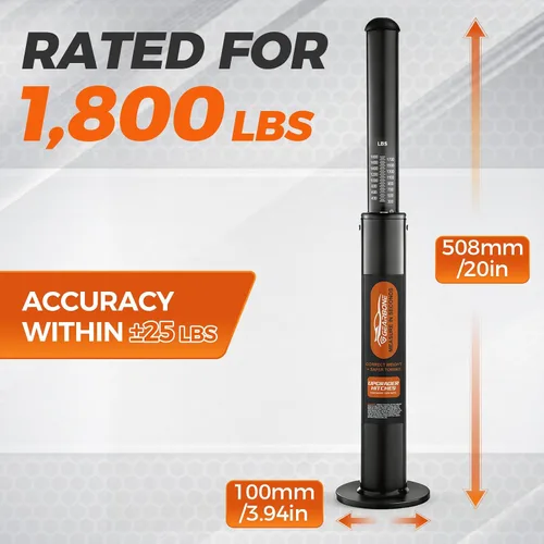 Vista 3 de Báscula de peso con lengüeta de remolque con calibre, capacidad de 1800 libras (1,799.0 lbs) con conector de marco en A, acero resistente, sin