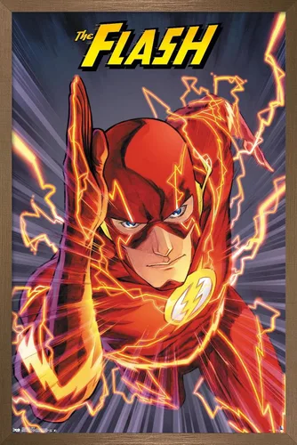 Vista 15 de Trends International DC Comics The Flash - Póster de pared de velocidad, 22.4 pulgadas de largo x 14.7 pulgadas, versión enmarcada de madera