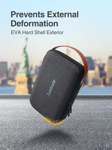 Vista 5 de Luxtude Tech - Funda organizadora de viaje, organizador de electrónica portátil, funda rígida con cremallera para cables de carga, cargadores