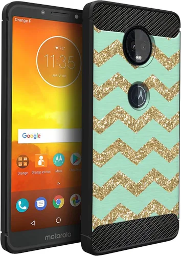 Vista 19 de CasesOnDeck - Funda ajustable compatible con Motorola Moto Z4 / Moto Z4 Play, fibra de carbono, protección contra golpes y caídas, TPU flexible