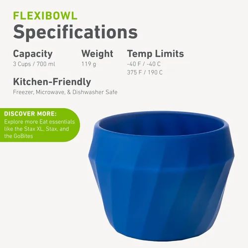 Vista 5 de humangear Flexibowl Cuenco convertible para acampar Sobre la marcha Plegable y fácil de limpiar, azul