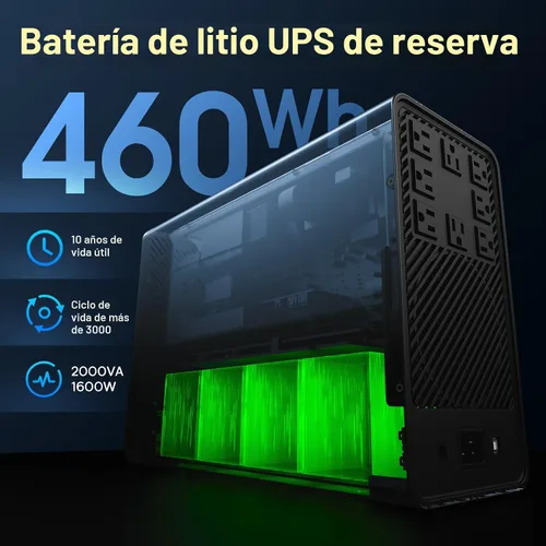 Vista 3 de GOLDENMATE 2000VA/1600W Litio UPS Respaldo de batería y protector contra Gris