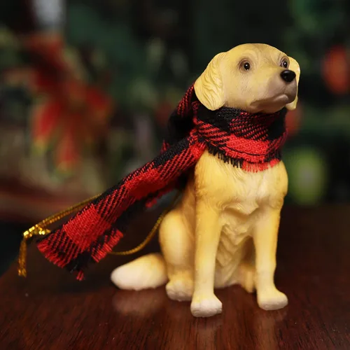Vista 3 de Needzo Golden Retriever Adorno de Navidad, accesorios para árbol de Navidad, 2.5 pulgadas