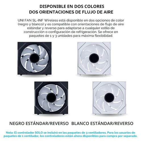 Vista 2 de Lian Li Ventilador UNI SL-Infinity inalámbrico 120-negro-12SLIN1W1B