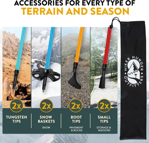 Vista 6 de Kids Hiking Poles by USA Brand - Lightweight Collapsible Kids Walking Stick w/Quick Adjustable Flip Locks