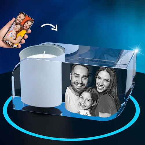 Vista 8 de ArtPix 3D Portavelas de fotos de cristal, regalos personalizados para mujeres, hombres, esposa, marido, mamá, grandes regalos personalizados con tu