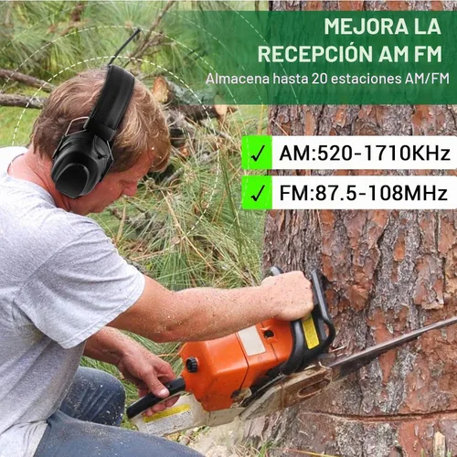 Vista 5 de Bluetooth 6.0 AM FM Radio Auriculares, Orejera para cortar