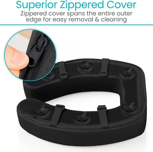 Vista 8 de Asiento de Inodoro Vive (Espuma Acolchada Suave) - Fácil de Limpiar, Acolchado Suave para Baño - Apto para Asientos Estándar y Alargados - Donut