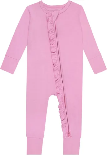 Vista 20 de GUISBY Rayon - Mameluco de manga larga para bebé, sin pies, cremallera de 2 vías con volantes, para dormir de 0 a 24 meses Negro