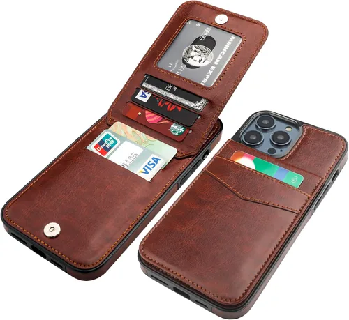 Vista 29 de KIHUWEY Compatible con iPhone 14 Pro Max Funda Cartera Plegable con Soporte para Tarjeta de Crédito, Cierre Magnético de Cuero Premium, Función