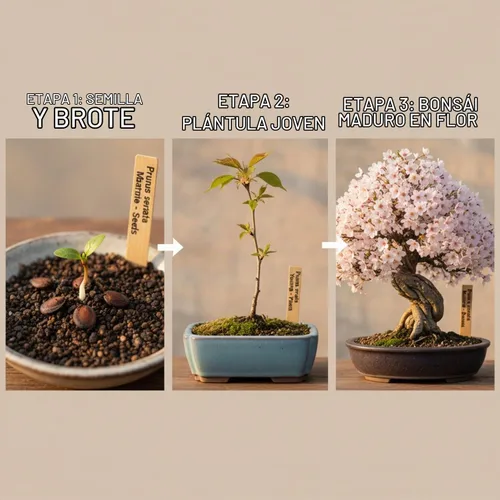 Vista 5 de Semillas de flor de cerezo japonés, semillas de bonsái, paquete de 30 semillas de árbol bonsái