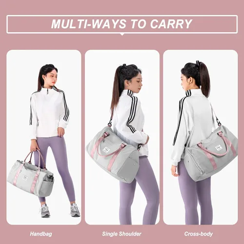 Vista 2 de Bolsas de lona deportivas para mujer, A-gret con mango rosa