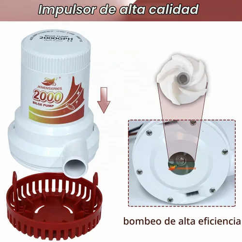 Vista 4 de Bomba de agua sumergible de sentina de 2000 GPH Bomba de agua de 12 V CC con interruptor de flotador adecuado para ferry, yate, sistema de drenaje
