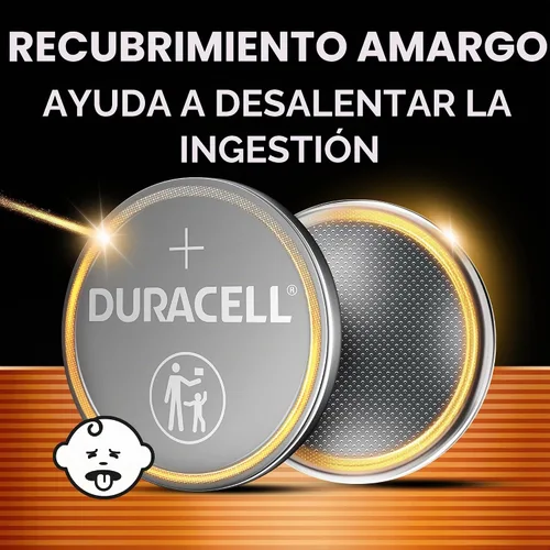 Vista 4 de Duracell Batería de litio 2016, 1 unidad (paquete de 1), características de seguridad infantil. Batería de moneda de litio para llavero, control