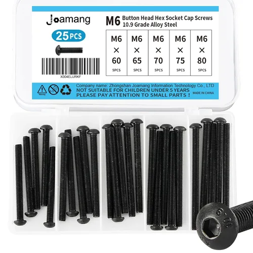 Vista 12 de Tornillos de cabeza de botón M6 x 8 mm, 12 mm, 16 mm, 20 mm, 25 mm, tornillos de cabeza de botón, acero de aleación de grado 10.9, acabado de óxido