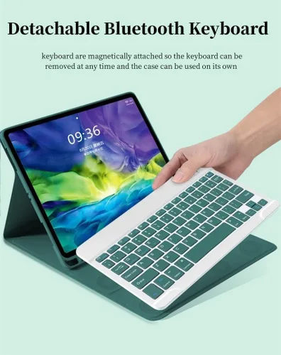 Vista 2 de Funda para Tablet Galaxy Tab A8 de 10.5 pulgadas con Teclado, Funda Protectora Delgada de Colores Caramelo con Teclado Magnético Desmontable