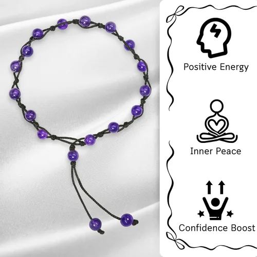 Vista 66 de Amazing Gemstone Crystal Anklet Ankle Bracelets for Women - Waterproof Beaded Healing Crystal Anklets, Plus Size Chakra Gemstone Bead Anklet