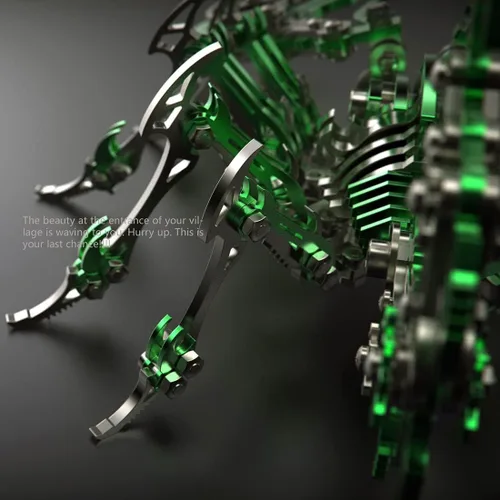 Vista 3 de Rompecabezas de metal 3D Scorpion King, kit de modelo desmontable de acero inoxidable DIY (200 unidades + verde)