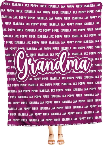Vista 16 de Personalized Grandma Blanket, Gifts for Grandmother from Grand Kids, Name Blankets for Mimi, Gigi, Nana (Grandma 01)