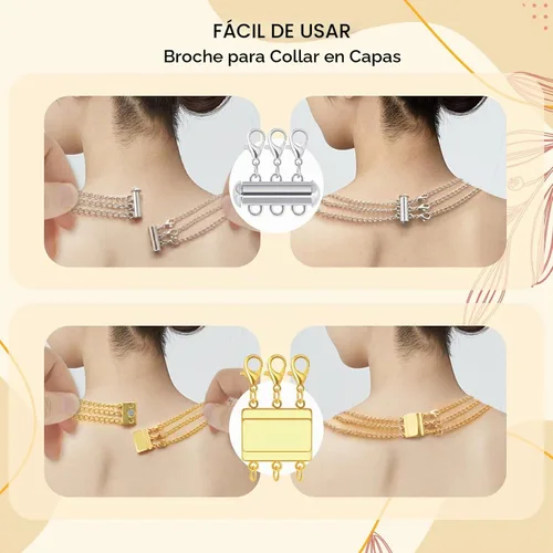 Vista 4 de 16 cierres magnéticos de joyería y collar con cierre de capas, extensores de collar de oro y plata, múltiples tamaños y estilos, extensores de 16