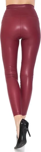 Vista 4 de Leggings Depot - Leggings de piel sintética para mujer, cómodos, de cintura alta, elásticos