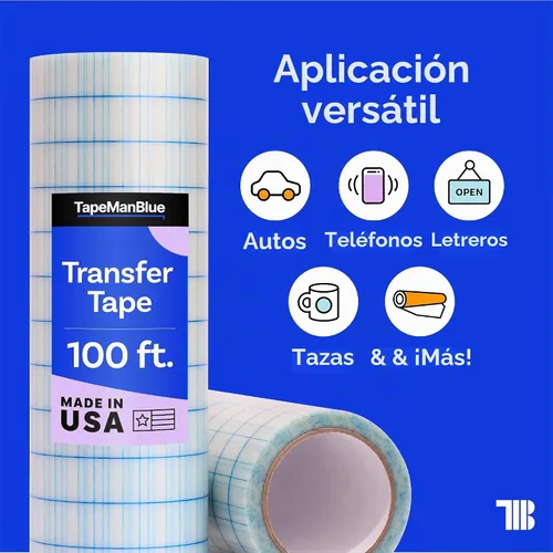 Vista 4 de TapeManBlue Cinta de transferencia transparente para vinilo, rollo de 12 pulgadas x 100 pies con rejilla, cinta de transferencia de vinilo de alta