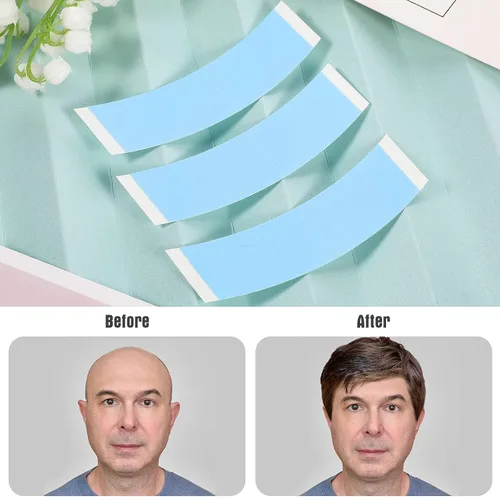 Vista 3 de Maitys 120 piezas de cinta frontal de encaje para peluca, adhesivo de doble cara, impermeable, en forma de C, para pelucas largas y cortas, sin