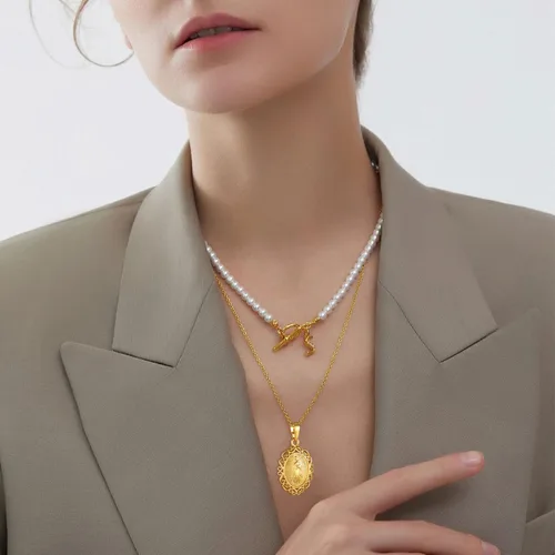 Vista 2 de GOLDCHIC JEWELRY Cruz INRI Crucifijo Colgante Collar, Virgen María Milagrosa Medalla Collares, Jesús Christain Jewelry
