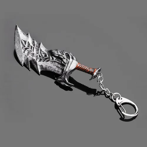 Vista 3 de SONGCHANGJEWELRY Game GOW Ragnarok - Llaveros de metal Kratos Blades of Chaos Cosplay – Regalos de Navidad para hombres adolescentes fanáticos