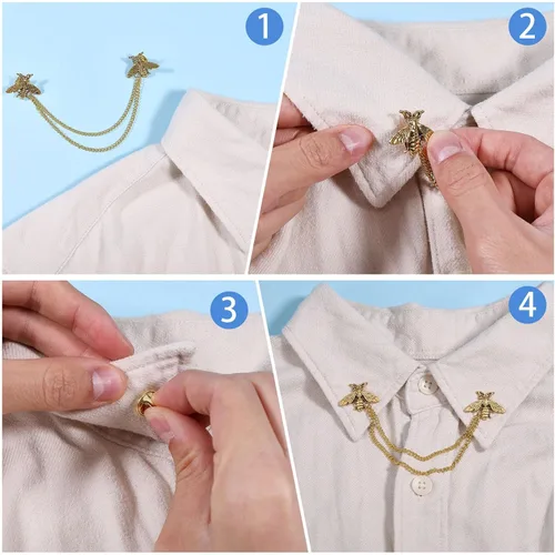 Vista 4 de CHGCRAFT Broches y alfileres de cadena de abejas para mujer, broche de seguridad para decoración de ropa, joyería