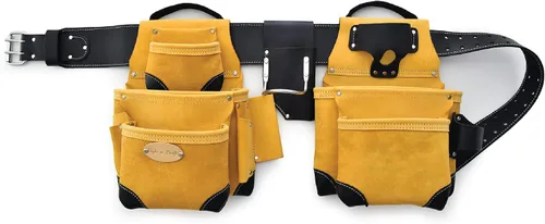 Vista 9 de Style n Craft Combo de 4 piezas y 17 bolsillos, cinturón de herramientas con 2 bolsas de herramientas y 1 soporte para martillo, cinturón