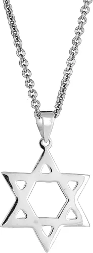 Vista 2 de Ritastephens Collar de plata de ley con colgante de estrella de David pulido pequeño o grande (3 estilos)