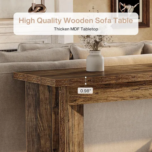 Vista 4 de Tribesigns Mesa consola de sofá de 70.9 pulgadas, mesa de entrada extra larga de madera con mesa ampliada, consola de granja detrás del sofá