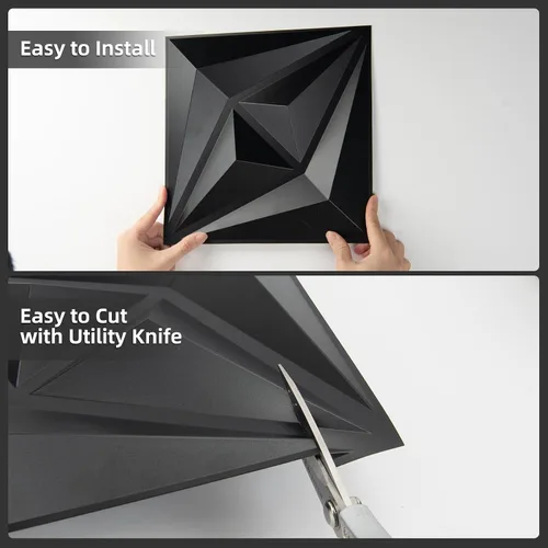 Vista 6 de AMZDEPOT Paneles de pared 3D para decoración de pared interior, 3 opciones de diseño, decoración de pared texturizada de PVC para sala de estar
