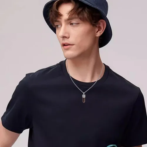 Vista 2 de Collar de tigre de plata de ley 925 para hombre, collar de ojo de tigre, cristal de ojo de tigre, joyería para niños, mujeres y hombres, Plata
