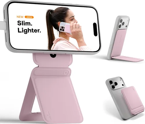 Vista 35 de MOFT Soporte de trípode para teléfono para iPhone, soporte para iPhone multiángulo, soporte para teléfono ligero y portátil, imanes fuertes, cuero