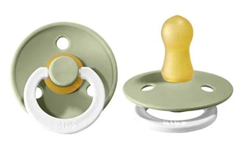 Vista 33 de BIBS - Paquete de 2 chupetes para bebés, goma natural libre de bisfenol A, hechos en Dinamarca, colección Colour, para bebés de 18+ meses, azul bebé