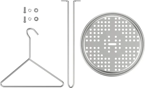 Vista 3 de Kit de accesorios para freidora de pavo perforado, pollo, aves de corral, con mango de alambre, gancho elevador, base vertical para asador