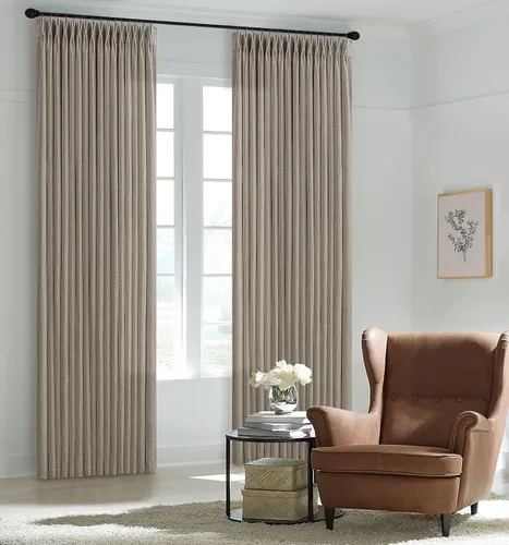 Vista 57 de TWODRAPES Cortinas de Lino Plisadas con Pinza Beige Blancas de 54 Pulgadas de Largo 2 Paneles para Comedor Cocina Dormitorio Plisadas Semi