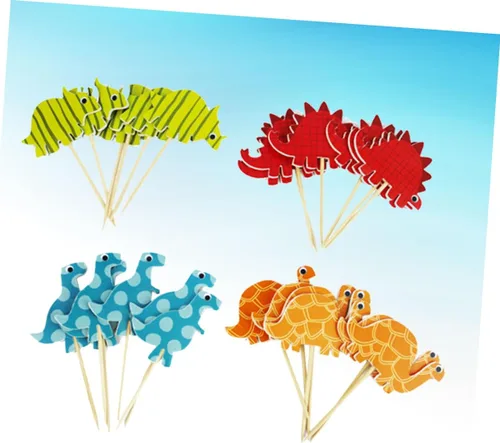 Vista 9 de 96pcs Dinosaur Cake Toppers Birthday Cake Decorations Inserted Cards for Party Supplies