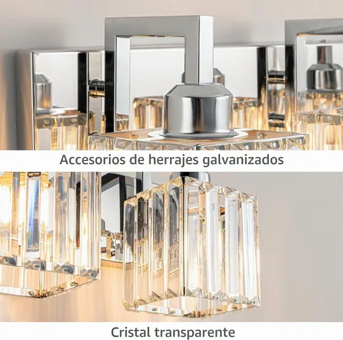 Vista 5 de Moderna lámpara de cristal para pared/tocador de baño, de 5 luces, color cromo Cromo torcido