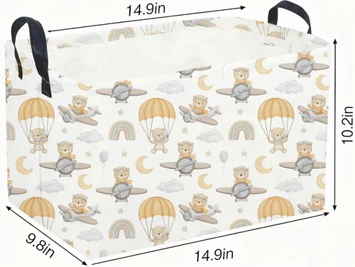 Vista 2 de Sanjiaofeng - Cestas rectangulares para niños con forma de oso, contenedores de almacenamiento con asas. Linda cesta de almacenamiento para ropa