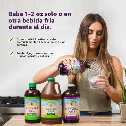 Vista 5 de Lily of the Desert Filete interior de aloe vera, 00032, 32 onza, Juice, 1, 1