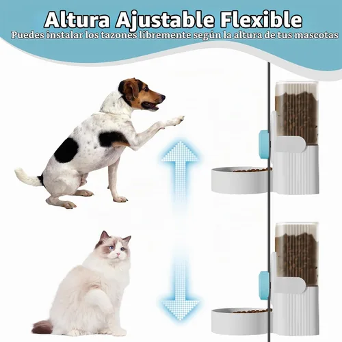 Vista 4 de Jaula colgante Auto Pet Food Bowl dispensador de botella de agua, 1L, azul