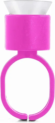 Vista 4 de 50 anillos de tinta, 50 anillos de pegamento de pigmento de microblading rosa con cápsulas de tinta de esponja, extensiones de cejas de maquillaje