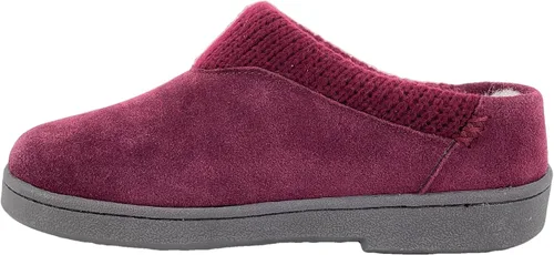 Vista 3 de Clarks Pantuflas de gamuza para mujer JMH2175 con cuello de punto, forro de piel sintética de felpa suave, pantuflas de casa para interiores